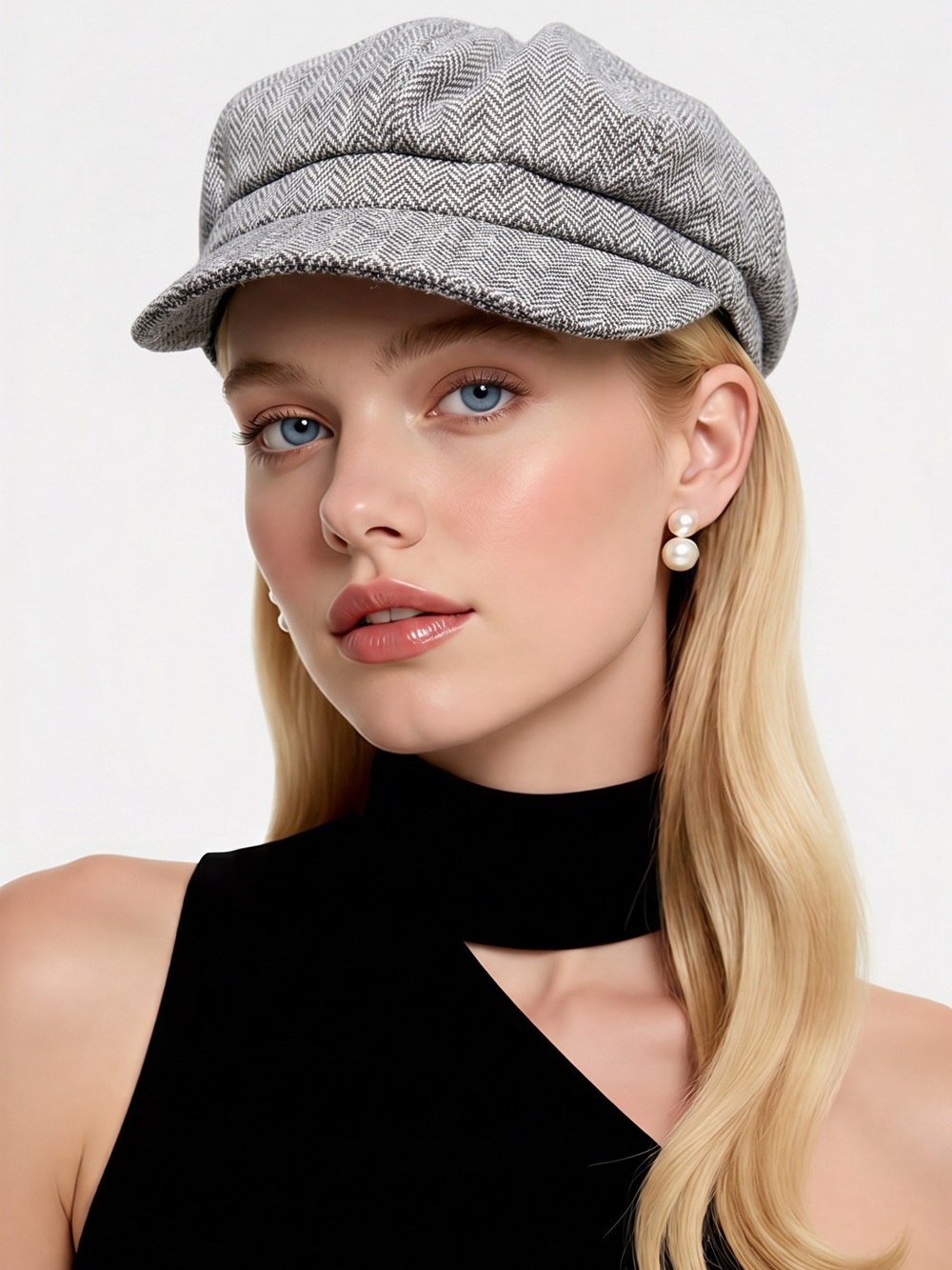 Wallaroo Adjustable Grey Herringbone Baker Boy Cap